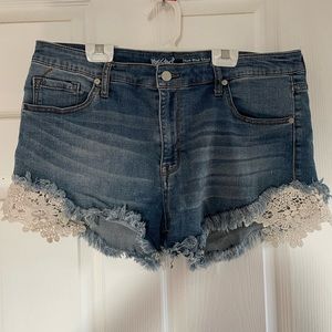 Mossimo Festival White Lace Denim Shorts